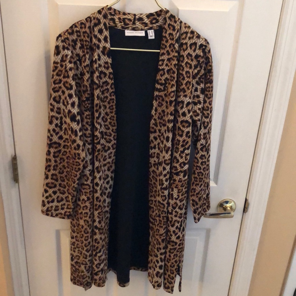 Susan Graver Animal Cheetah Coat Sz Medium Petite